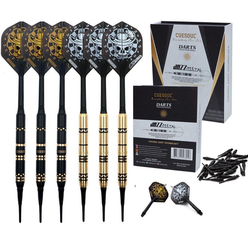 CUESOUL Jazz - Soft Tip Darts Set 19 Grams with 6pcs AK5 Plastic Integrated Flights & 36pcs Plastic Tips for Electronic Dart Board - Image 1